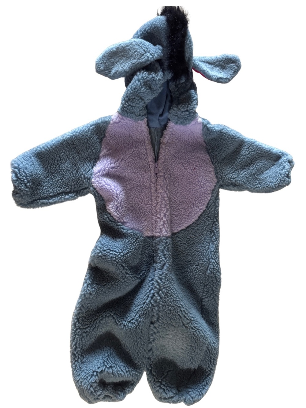 Disney Eeyore Plush Gray and Lavender Fuzzy One-Piece Costume Size 2-4T